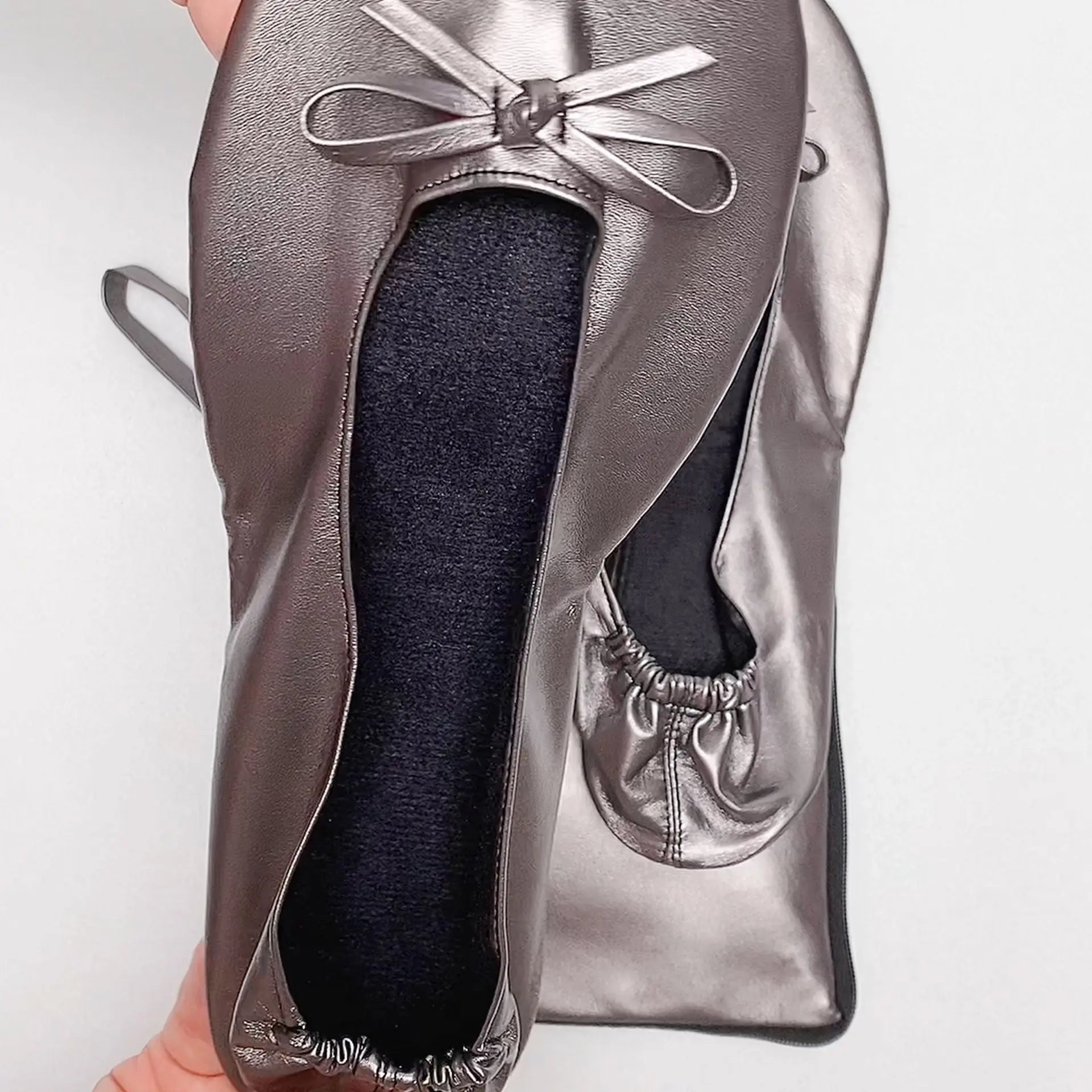 Foldable Flats for Wedding Guests: Convenience Meets Fashion--Metallic-Grey-FF-MGR-C