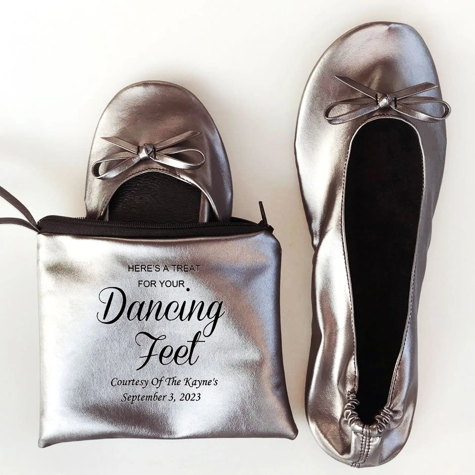 Foldable Flats for Wedding Guests: Convenience Meets Fashion--Metallic-Grey-FF-MGR-C