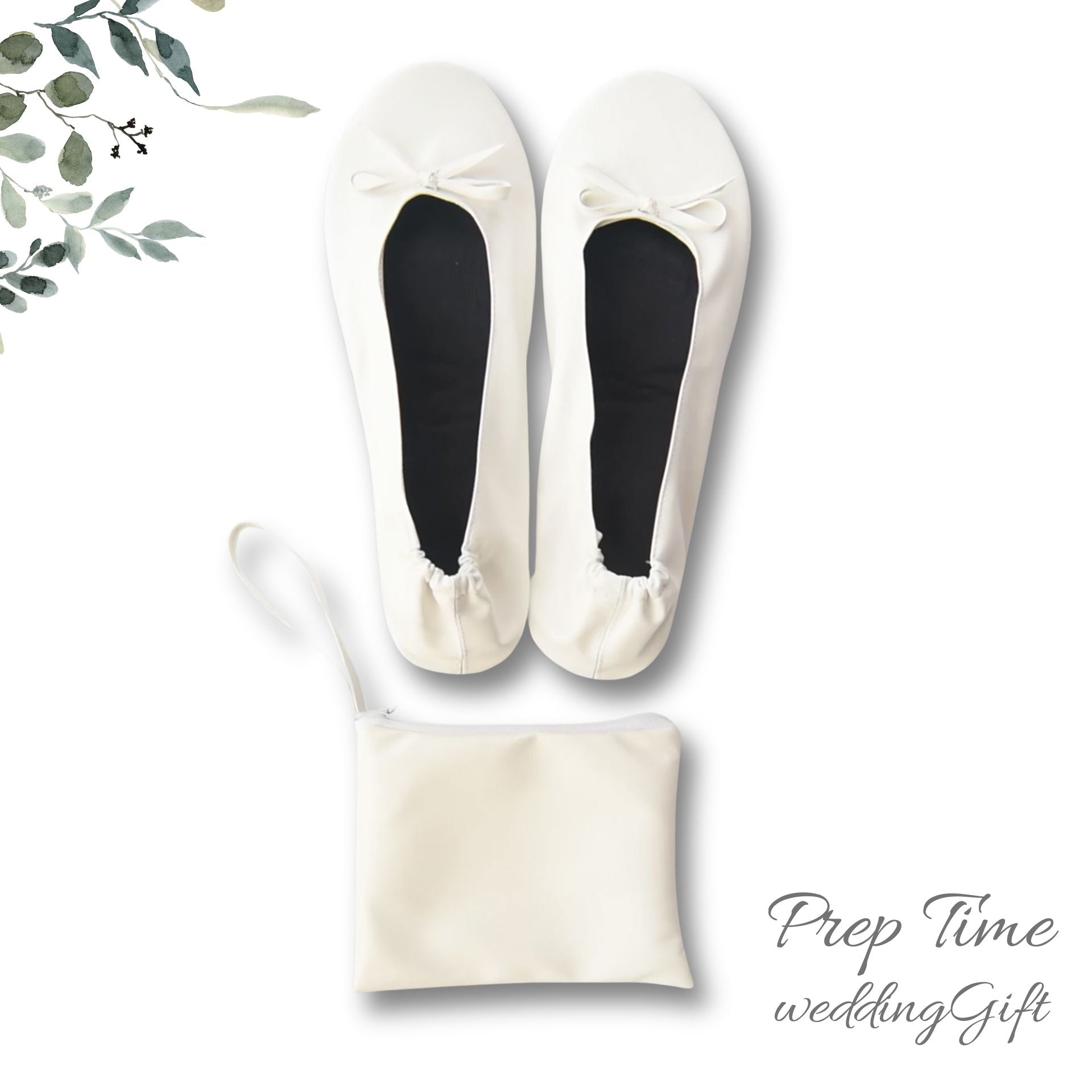 12 Pairs White Foldable Flats for Wedding Guests - Sizes S to XXL